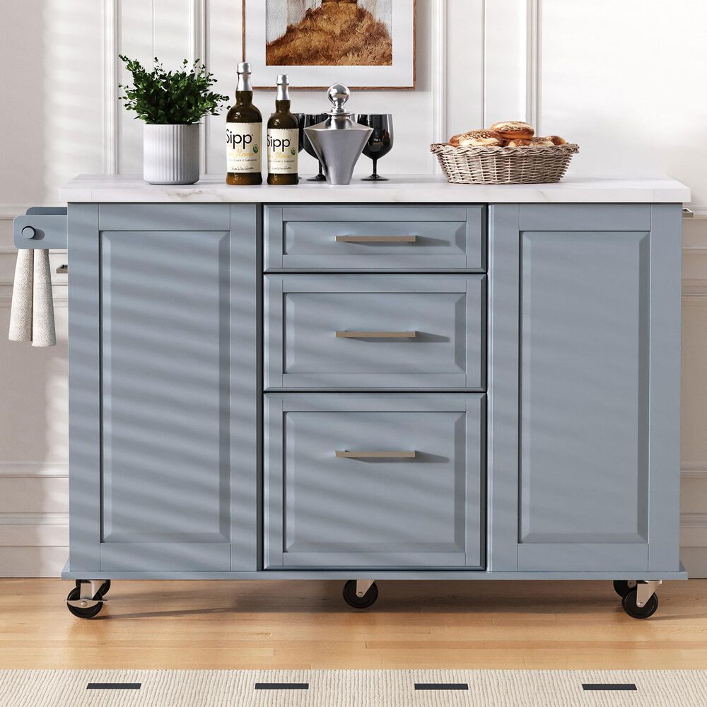 HOMLUX 51" Kitchen Island with Tilt Trash Can Cabinet in Grey, , large