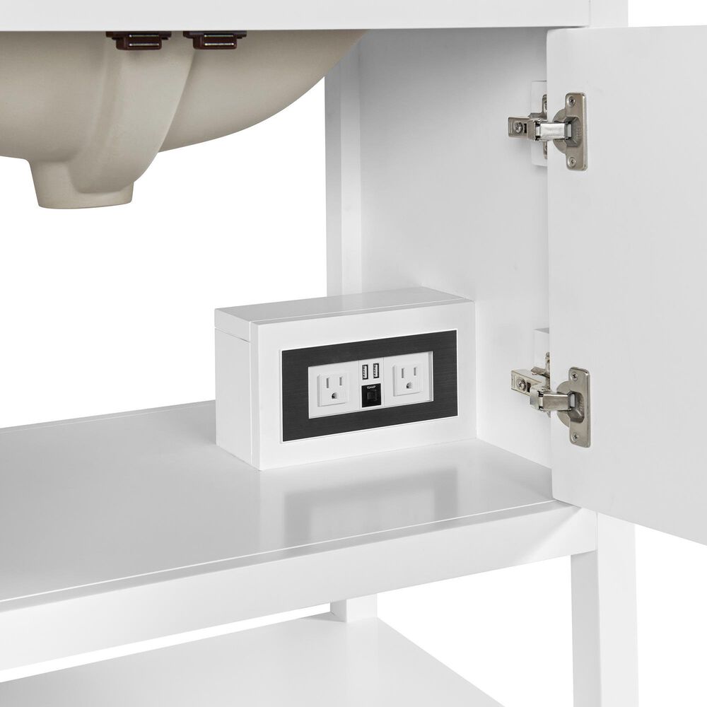 37B Ravello 30" Single Bathroom Vanity Cabinet in Bright White with Marble Top and Backsplash, , large