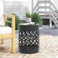 Hearth and Haven Large Cylindrical-Shaped Iron Patio End Table in Black, , large