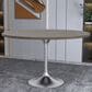Leisuremod LeisureMod Verve Collection 48 Round Dining Table, Brushed Chrome Base with Dark Maple MDF Top, , large