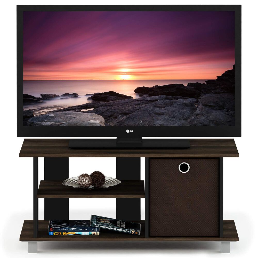 HOMLUX 31.5" Entertainment Center TV Stand with Bin Drawers in Columbia Walnut and Dark Brown, , large