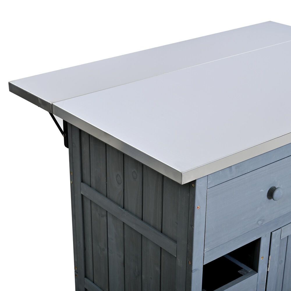 HOMLUX 41.9" Outdoor Extendable Kitchen Island in Gray, , large