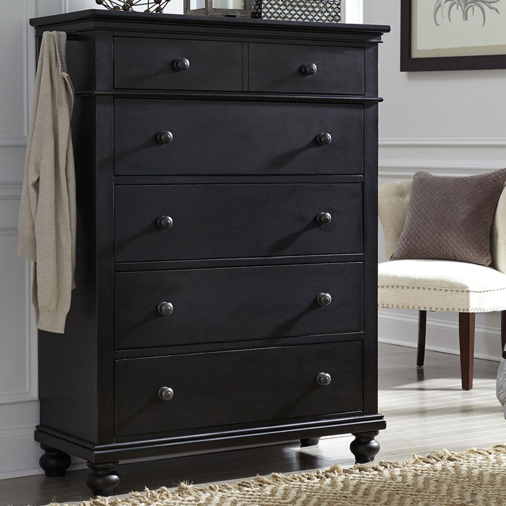 Riva Ridge Oxford 5-Drawer Chest in Black, , large