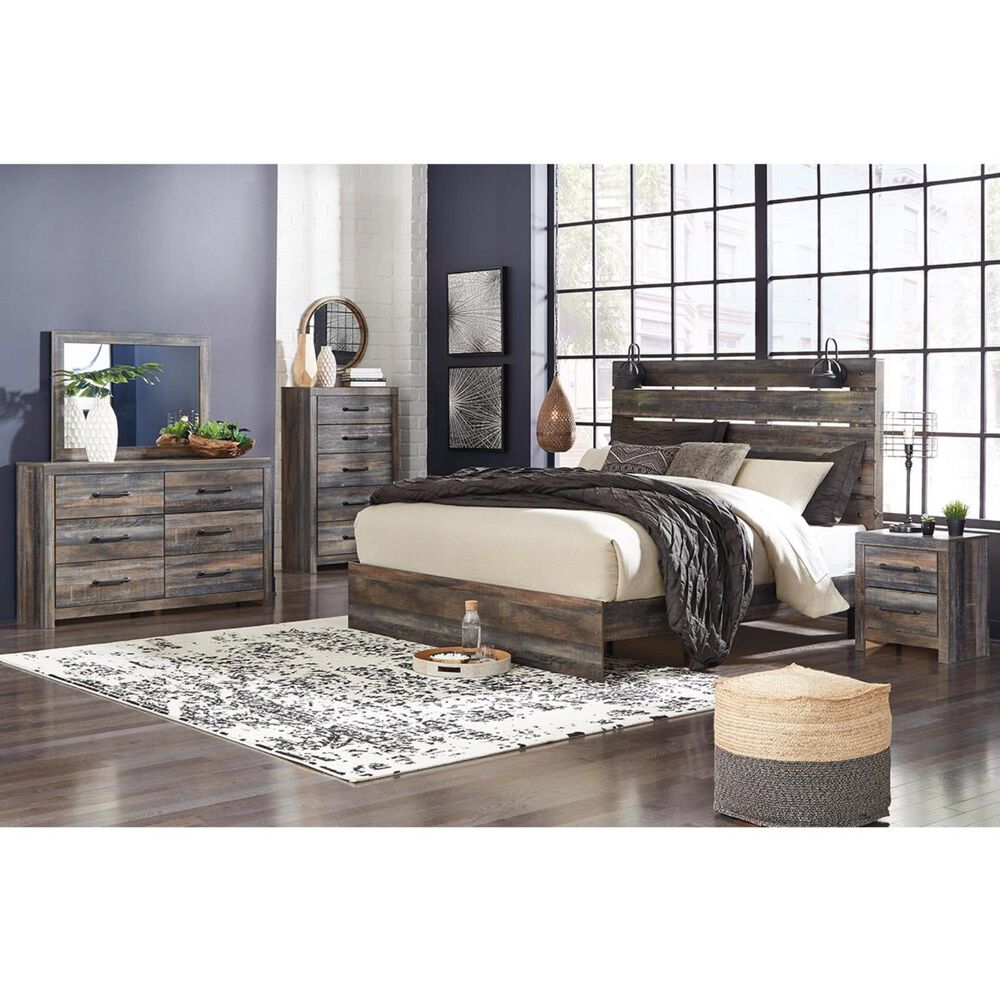Ashley Drystan King Panel Bed in Rustic Brown, , large