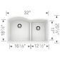 Blanco Diamond 32" 1-3/4 Double Bowl Kitchen Sink with Low Divide in White, , large