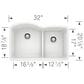 Blanco Diamond 32" 1-3/4 Double Bowl Kitchen Sink with Low Divide in White, , large