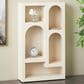 Maple and Jade 5-Shelf Geometric Storage Shelving Unit in Matte Cream, , large