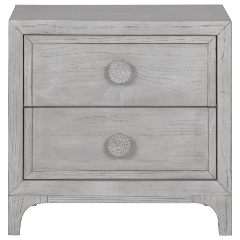Urban Home Boho Chic 2 Drawer Nightstand in Washed White, , large