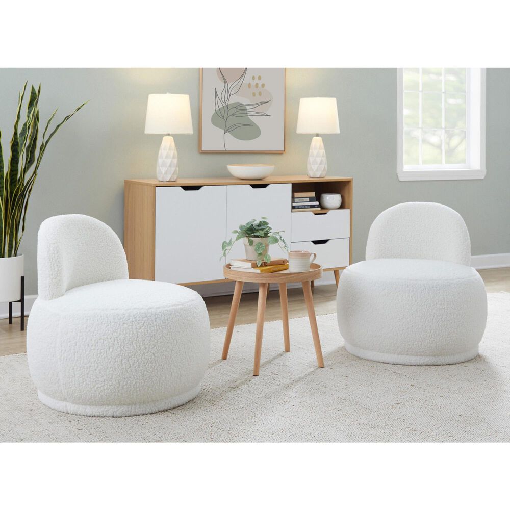 Lumisource Kimi Accent Chair in White Sherpa, , large