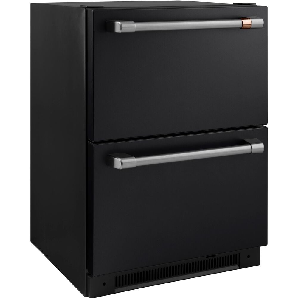 Cafe 5.7 Cu. Ft. Built-In Dual-Drawer Refrigerator in Matte Black and Brushed Stainless Handles, , large
