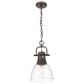 Golden Lighting Duncan 1-Light Small Pendant with Chain and Clear Shade in Rubbed Bronze, , large