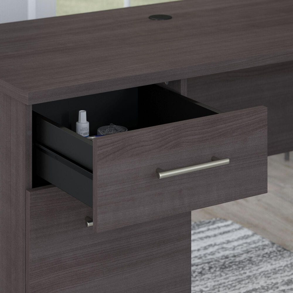 Bush Somerset 60&quot; L-Shaped Desk with Hutch in Storm Gray, , large