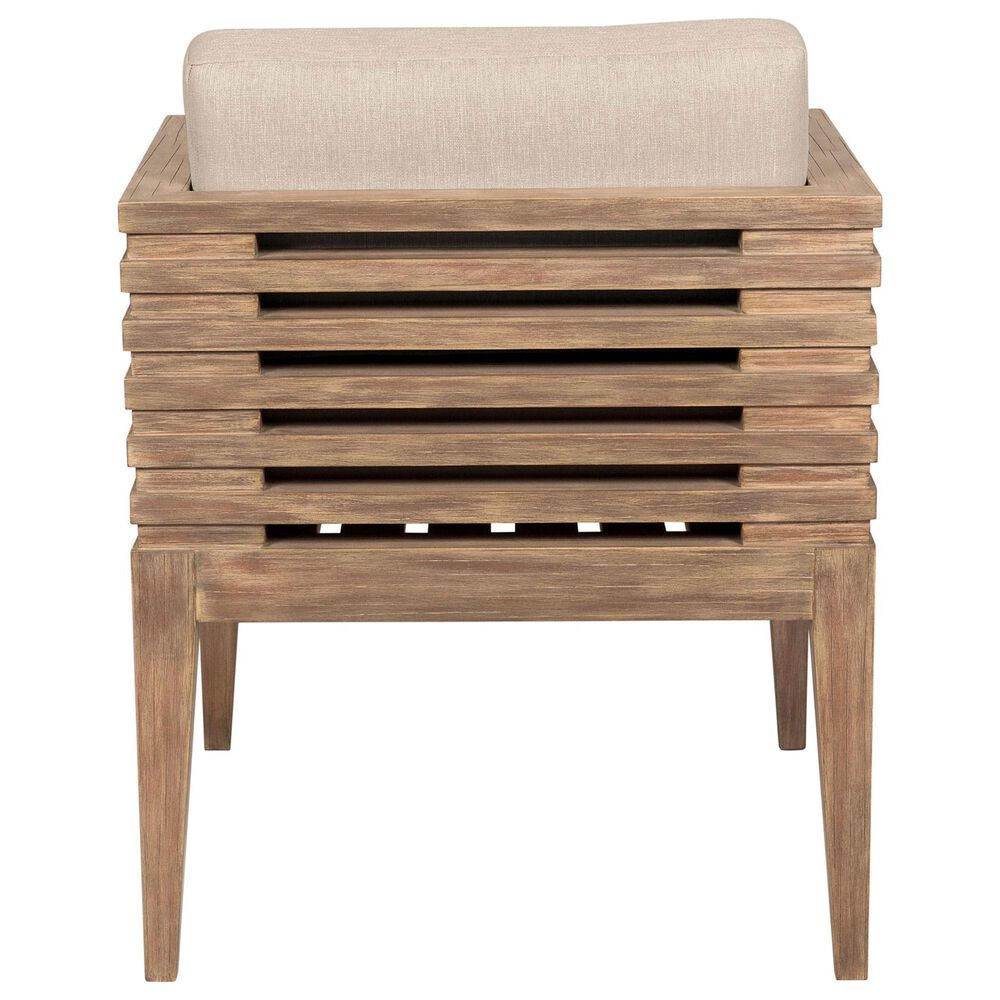 Armen Living Vivid Outdoor Dining Chair with Taupe Cushions in Brown Eucalyptus, , large
