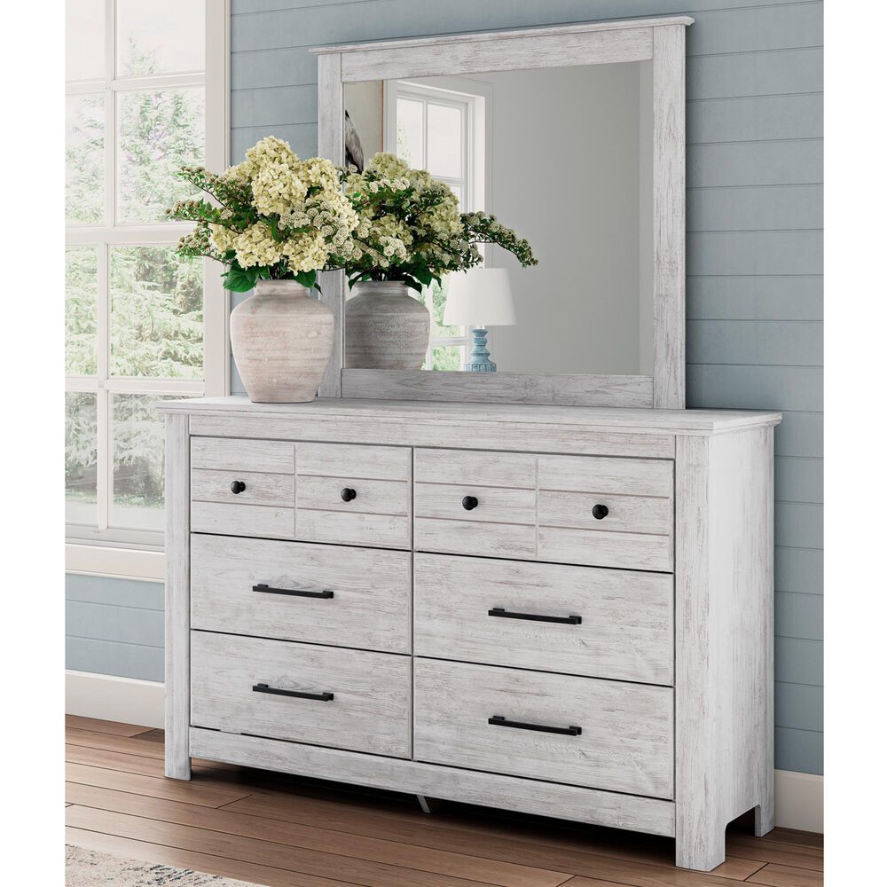Ashley Makidern 6-Drawer Dresser and Mirror in Whitewash, , large
