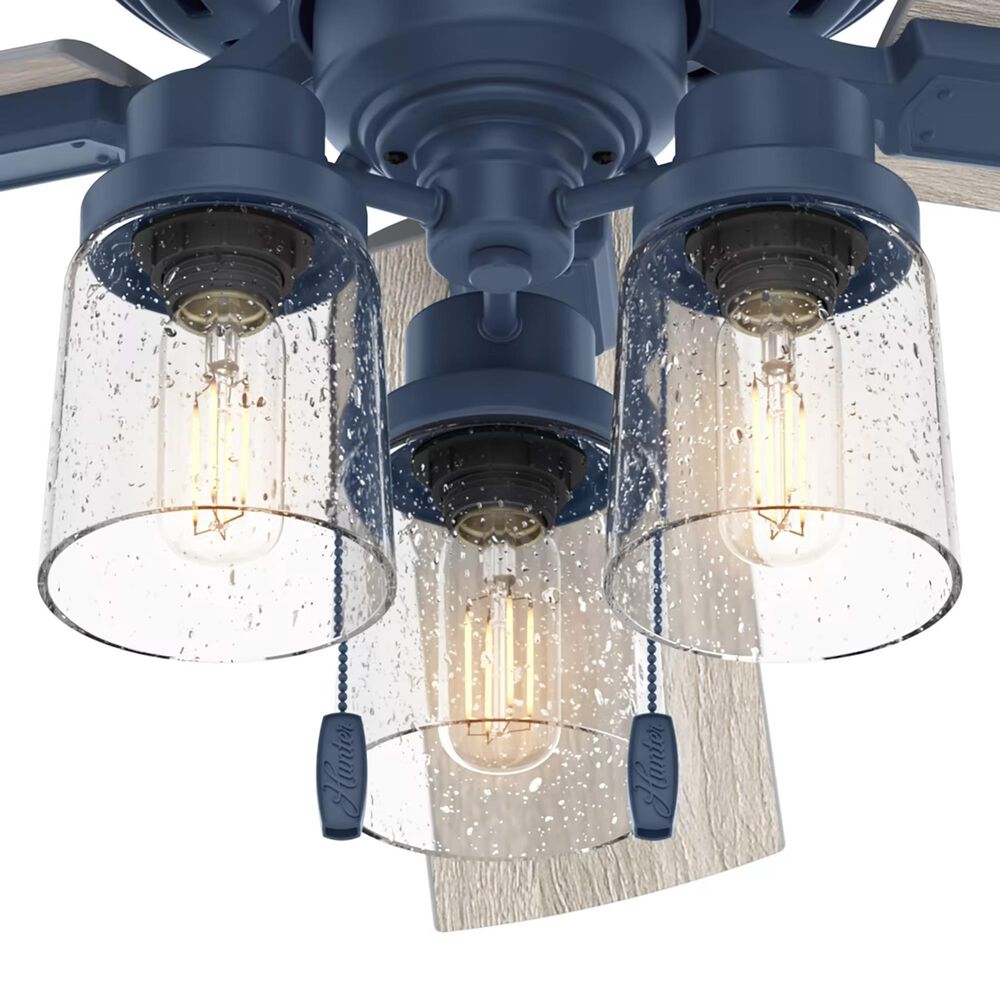 Hunter Hartland 52&quot; Ceiling Fan with LED Lights in Indigo Blue, , large