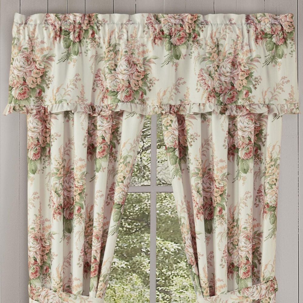 J. Queen New York Estelle 72&quot; x 17&quot; Window Straight Valance in Coral, Rose and Cream, , large