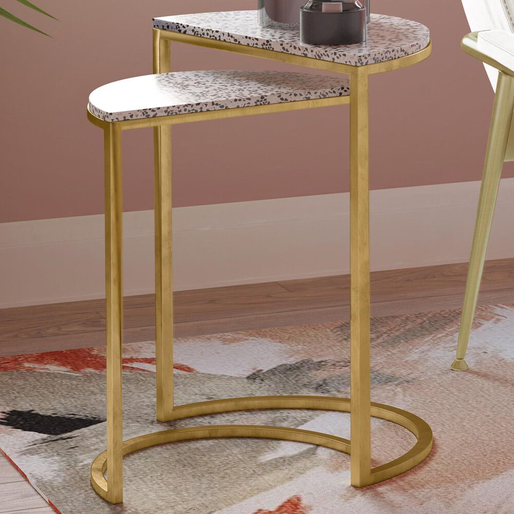 Tov Furniture Crete Nesting Tables in White and Gold, , large