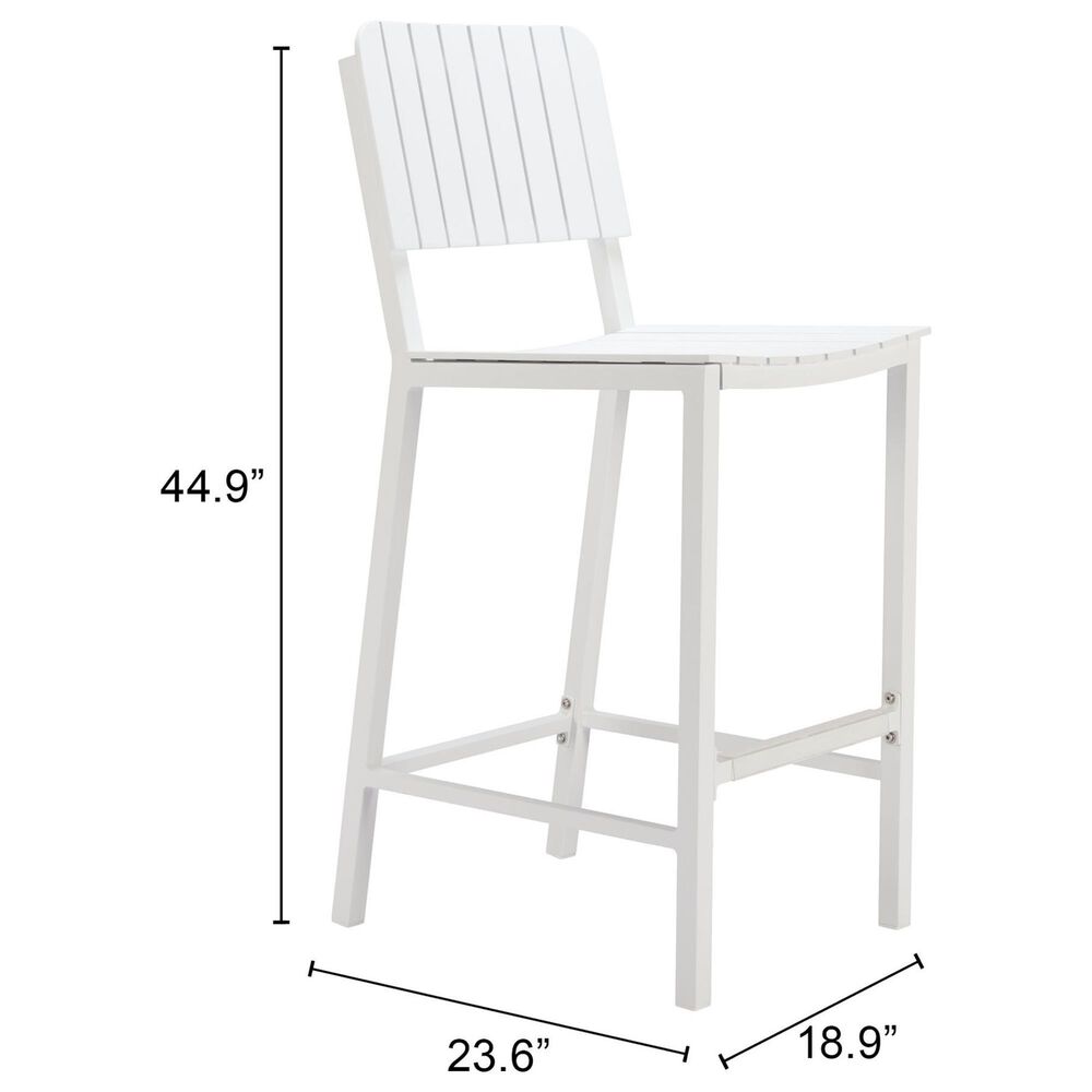Zuo Modern Kayu Patio Barstool in White, , large