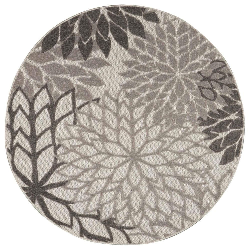 Nourison Aloha 5"3" Round Silver and Grey Indoor/Outdoor Area Rug, , large
