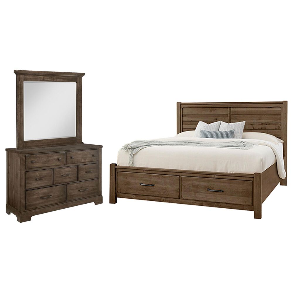 Viceray Collections Cool Rustic 3-Piece Queen Plank Bedroom Set with Storage in Mink, , large