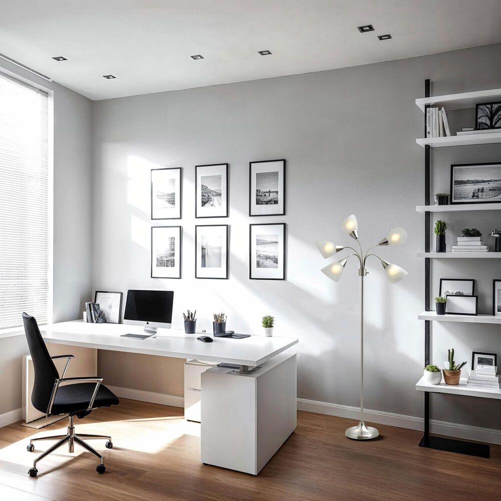Adesso 5-Light Floor Lamp in Brushed Steel, , large