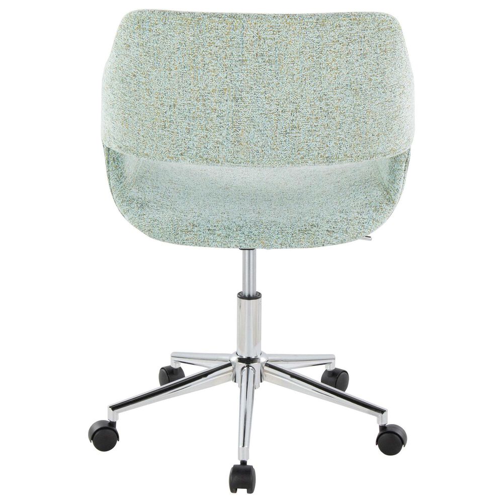 LumiSource Margarite Swivel Task Chair with Light Green Fabric Cushion in Chrome, , large