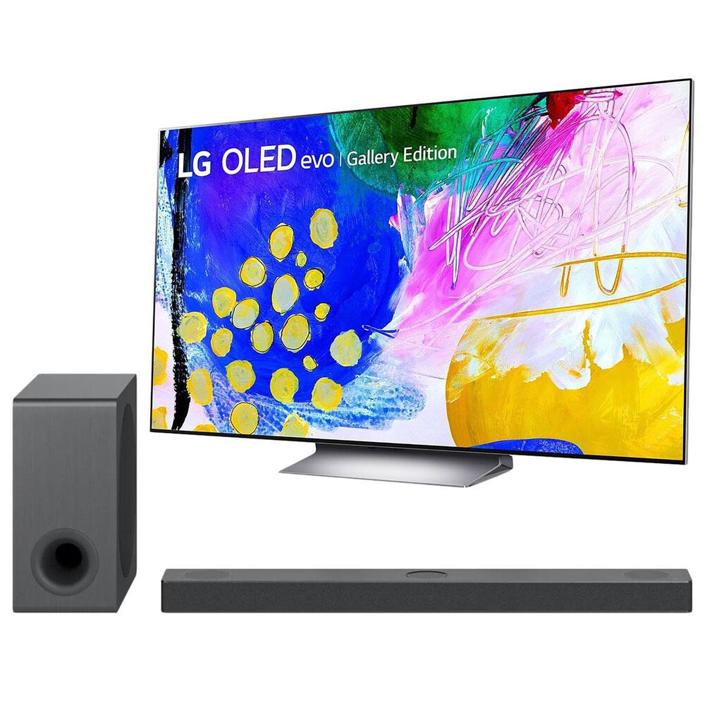 LG 65" Class G2 4K OLED evo UHD with HDR - Smart TV - Gallery Edition +3.1.3 Channel Soundbar with Dolby Atmos and Apple Airplay 2 in Black, , large