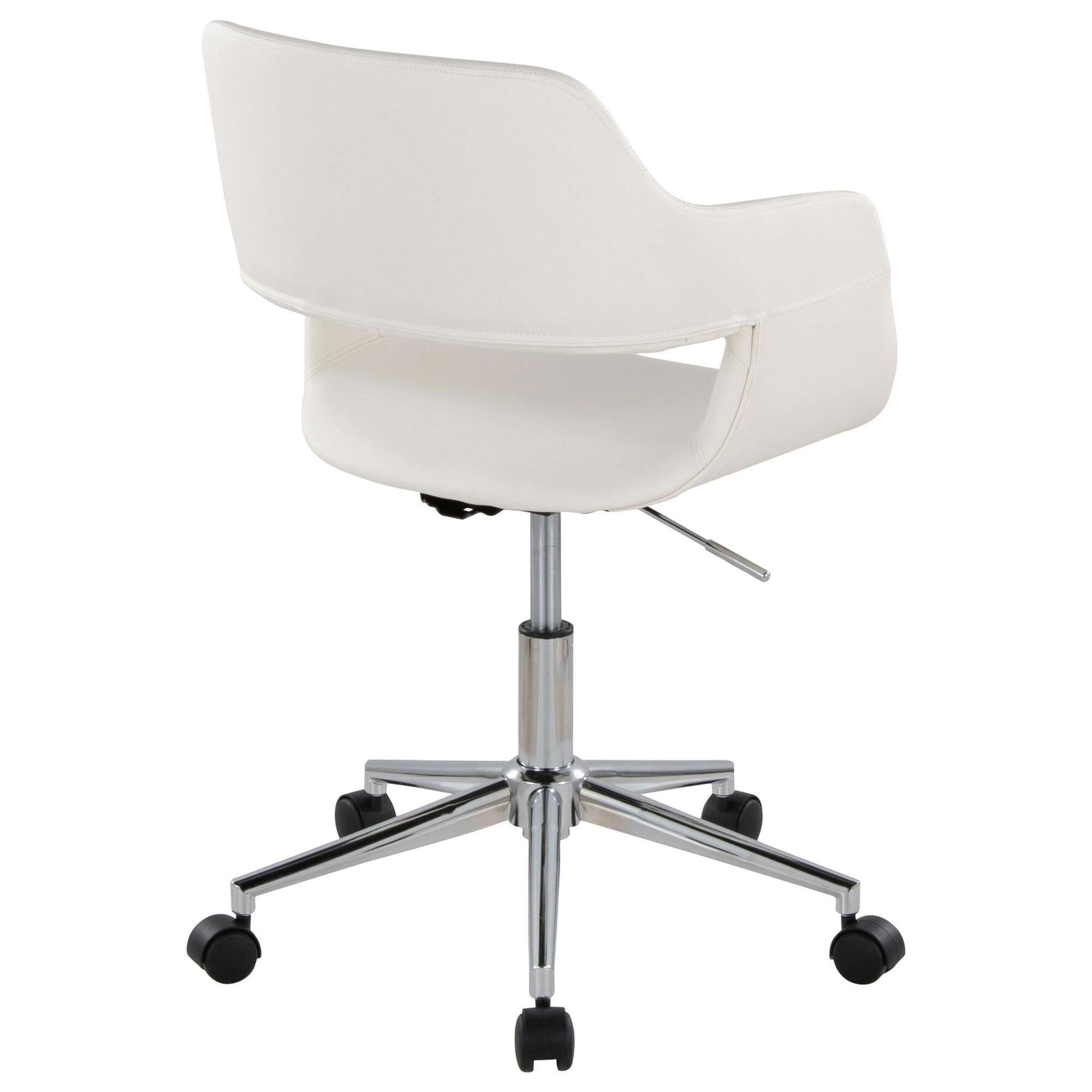 LumiSource Margarite Swivel Task Chair with White Faux Leather