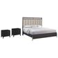 Sterling Timber Elure King Upholstered and Strap Panel Bed with 2 Nightstands in Peppercorn, , large