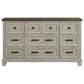 Mayberry Hill Farmington 9-Drawer Dresser and Mirror in Medium Brown and Washed Stone, , large