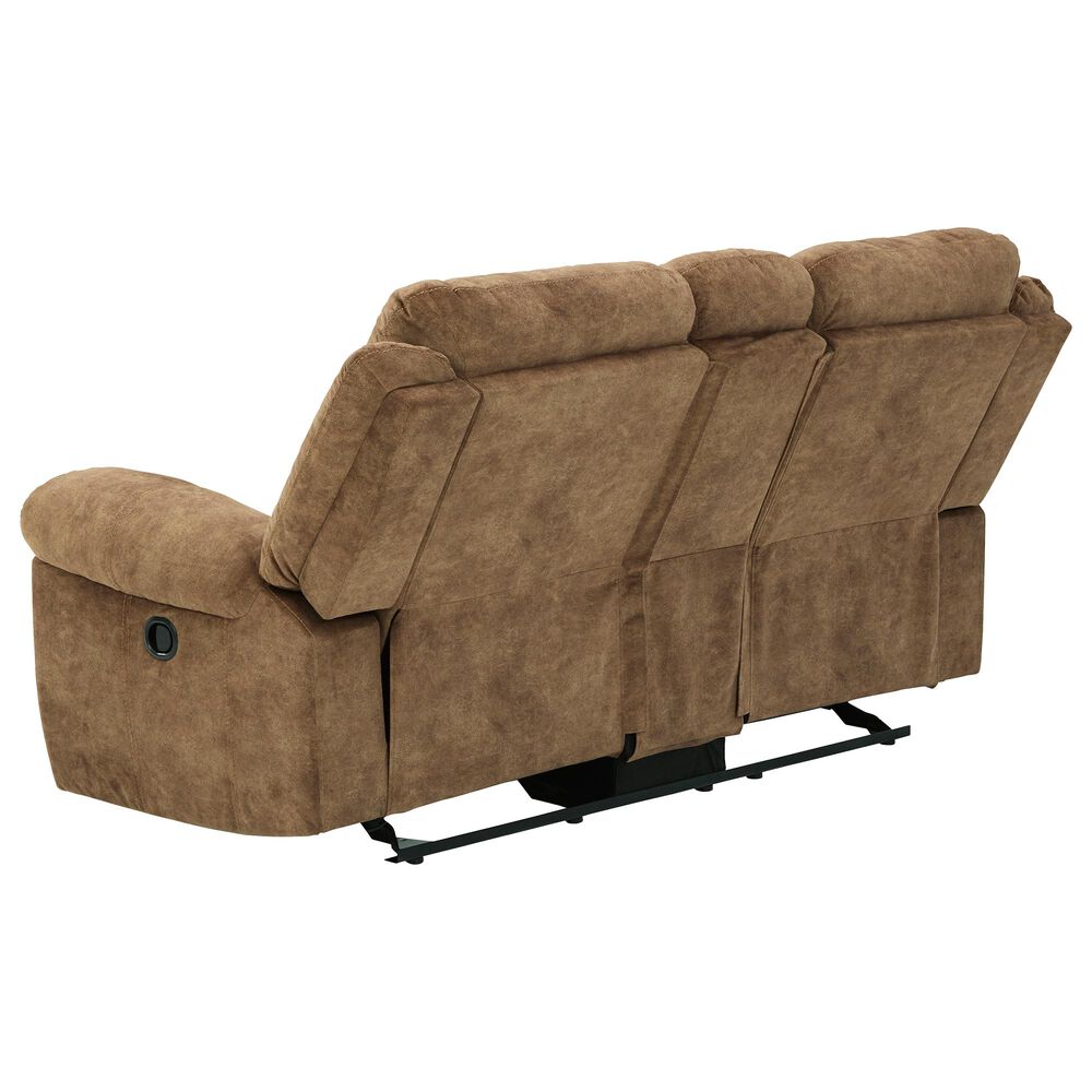 Signature Design by Ashley Huddle Double Reclining Loveseat with Console in Nutmeg, , large