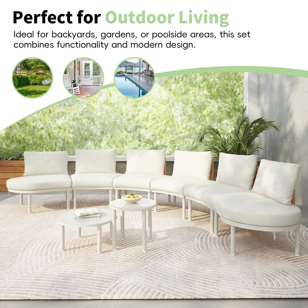 HOMLUX 8-Piece Patio Sofa Furniture Set in Beige, , large