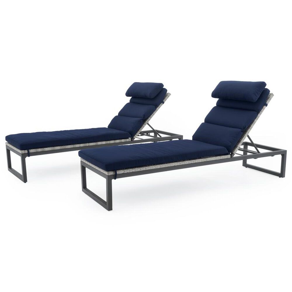RST Brands Milo Sunbrella Patio Chaise Lounge in Navy Blue (Set of 2), , large