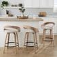 LumiSource Grotto 26" Swivel Counter Stool with Oat Fabric Upholstery in Whitewashed and Black (Set of 2), , large