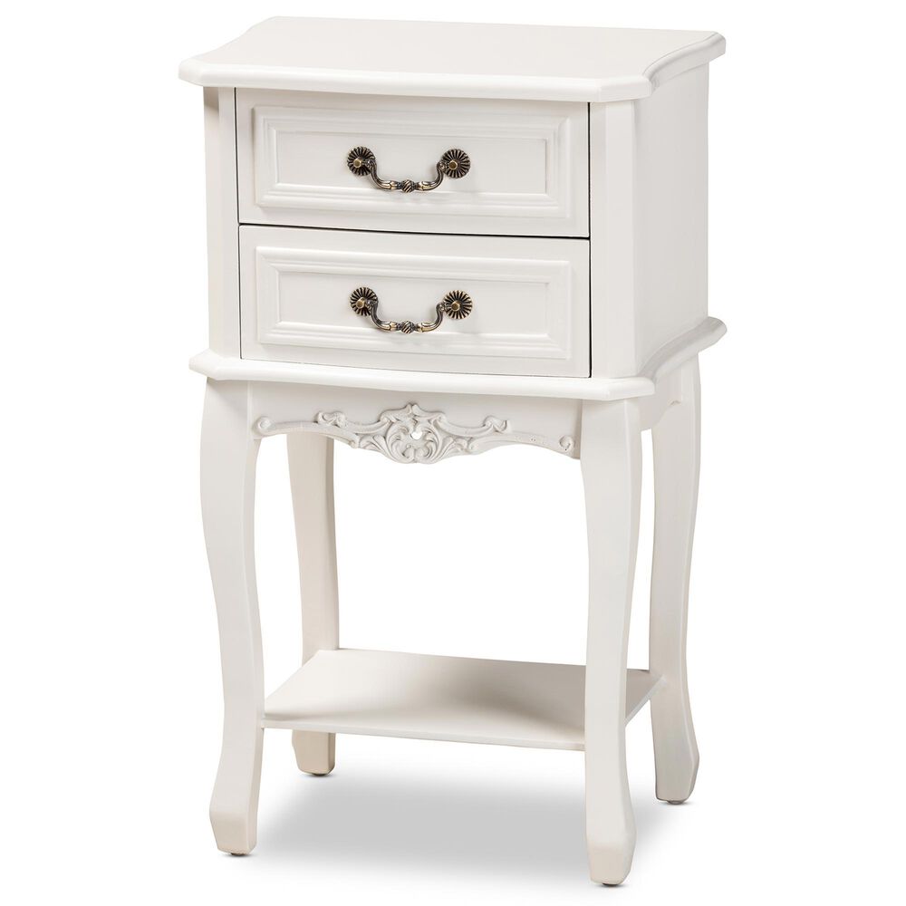 Baxton Studio Gabrielle 2-Drawer Nightstand in White/Brass, , large