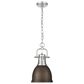 Golden Lighting Duncan 1-Light Small Pendant with Chain and Rubbed Bronze Shade in Pewter, , large