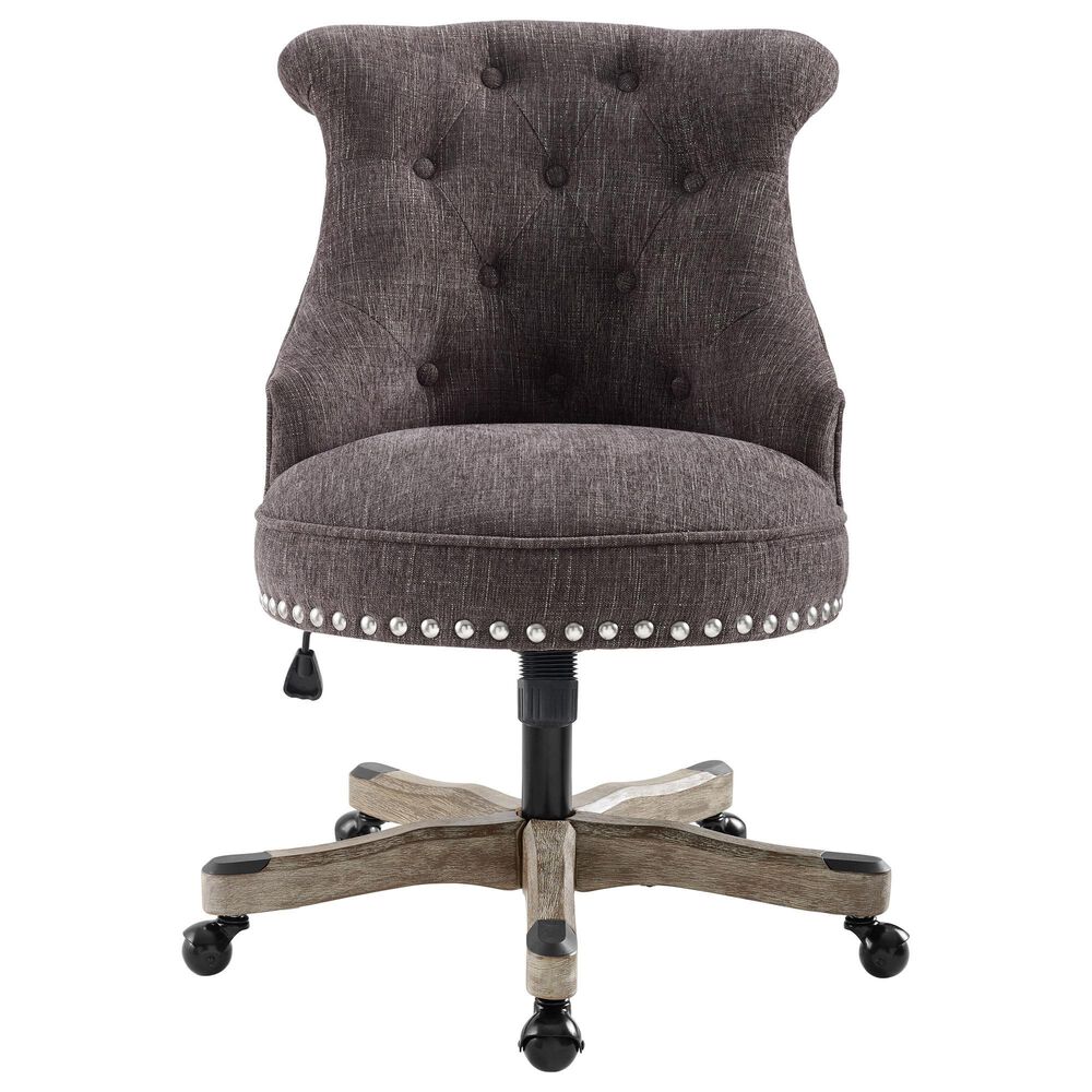 Linon Home Decor Sinclair Office Chair with Charcoal Gray Cushion in Gray Wash, , large
