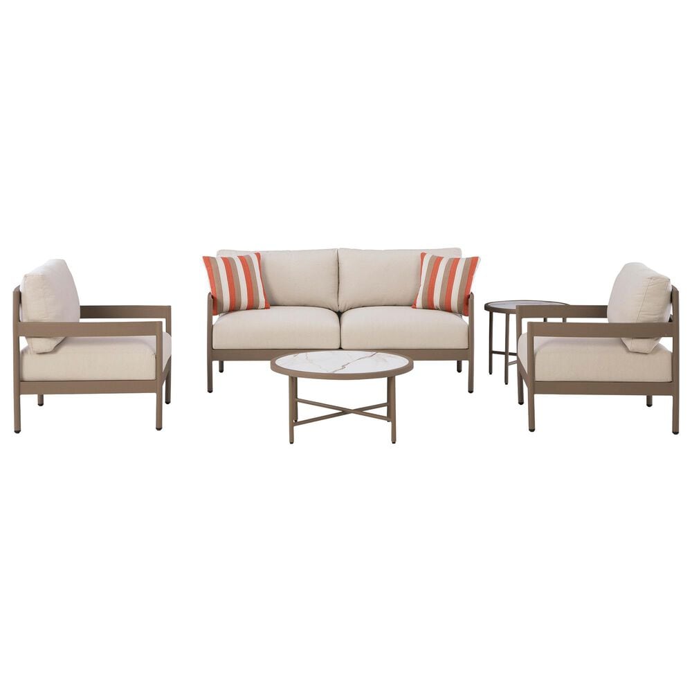 Ashley Bluff Trail 5-Piece Patio Conversation Set in Beige, , large