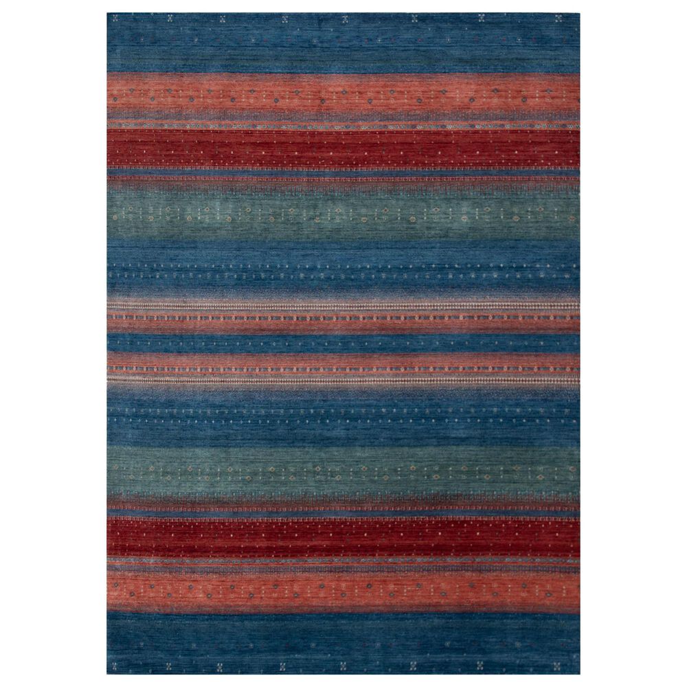 RIZZY Spectrum Dark Blue, Green, Red, Rust and Ivory 4" x 6" Area Rug, , large