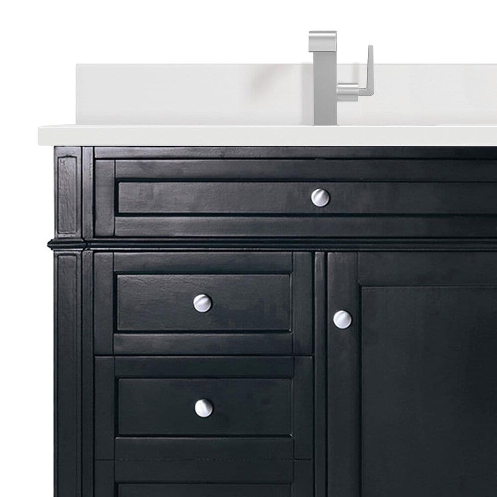 James Martin Vanities Brittany 36&quot; Single Bathroom Vanity in Black Onyx with Single Hole 3 cm White Zeus Quartz Top and Rectangular Sink, , large