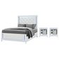 Global Furniture USA Alina 3-Piece Queen Upholstered Panel LED Bed with Two Nightstands in White, , large