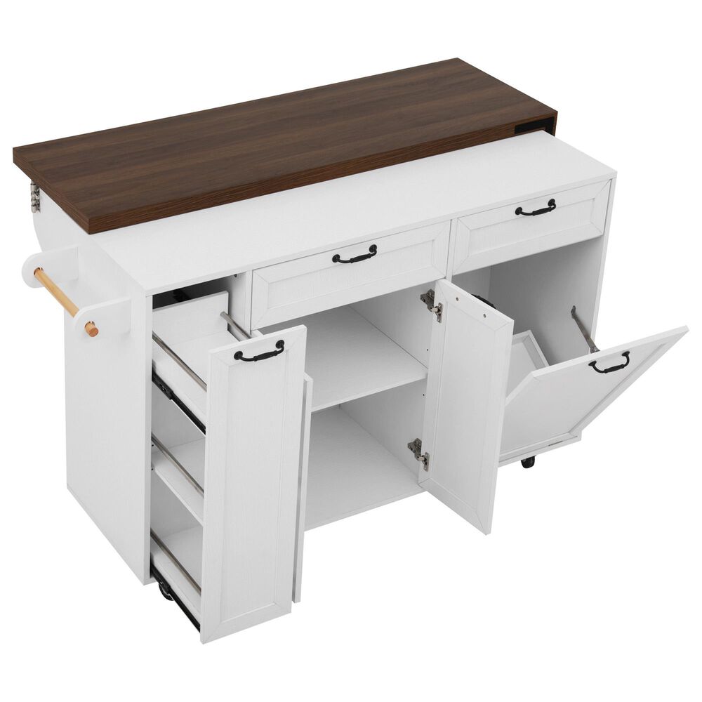 HOMLUX 102" Kitchen Island with Extendable Dining Table in White, , large