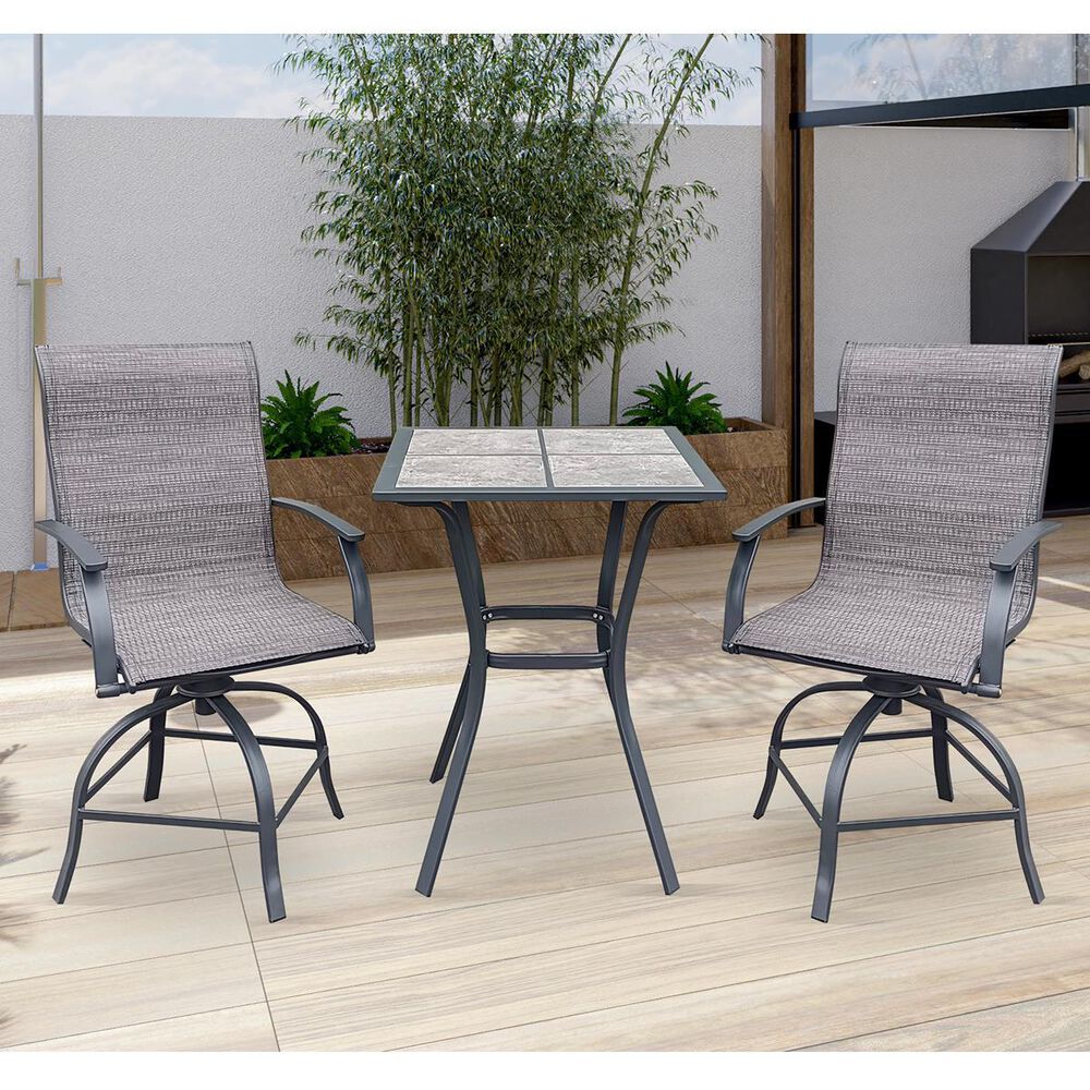 Global Note Collections Balfour 3-Piece Steel Balcony set in Gray and Black, , large