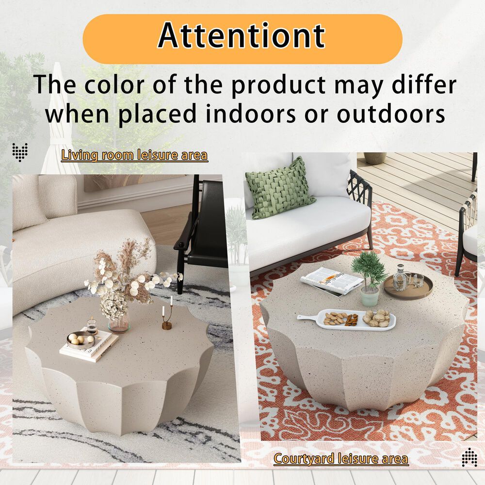 Hearth and Haven Outdoor Waterproof Coffee Table in White, , large