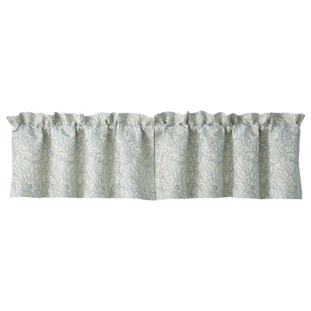 BCP Home Waterford Springdale Valance in Blue and Taupe (Set of 2), , large