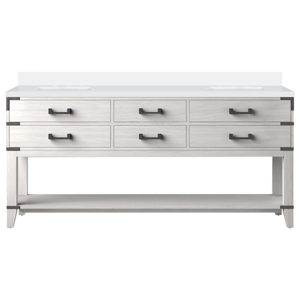 Lexora Home Norwalk 72&quot; Double Bathroom Vanity in White Oak with White Quartz Top and Rectangular Sinks, , large