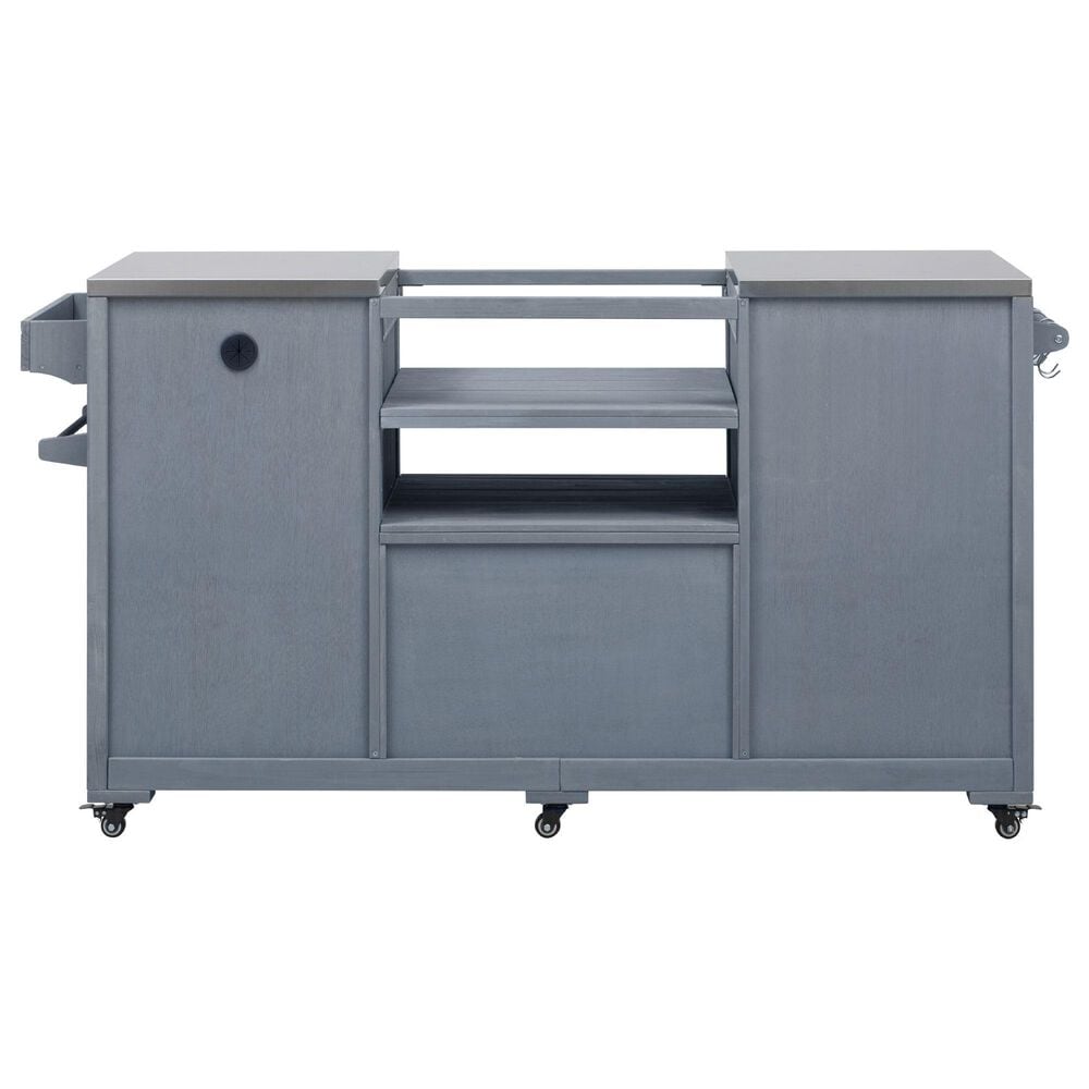 HOMLUX 67" Outdoor Kitchen Island with Stainless Steel Top in Grey, , large