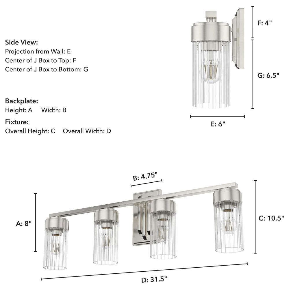 Hunter Gatz 4-Light Vanity in Brushed Nickel, , large