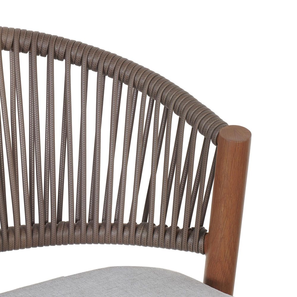 Hearth and Haven 30" Outdoor Barstool with Teak Frame in Light Gray (Set of 2), , large