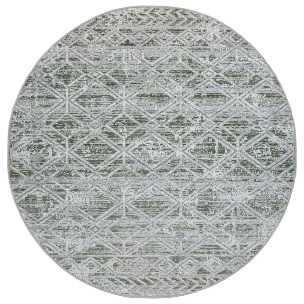 Radici USA Livigno Southwestern 5"3" Round Green Area Rug, , large